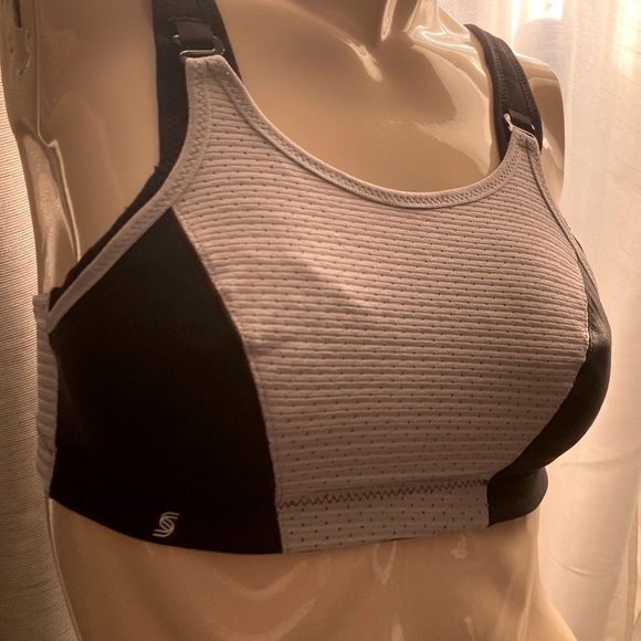 32C Glamorise black and grey sports bra NWOT - Picture 1 of 13